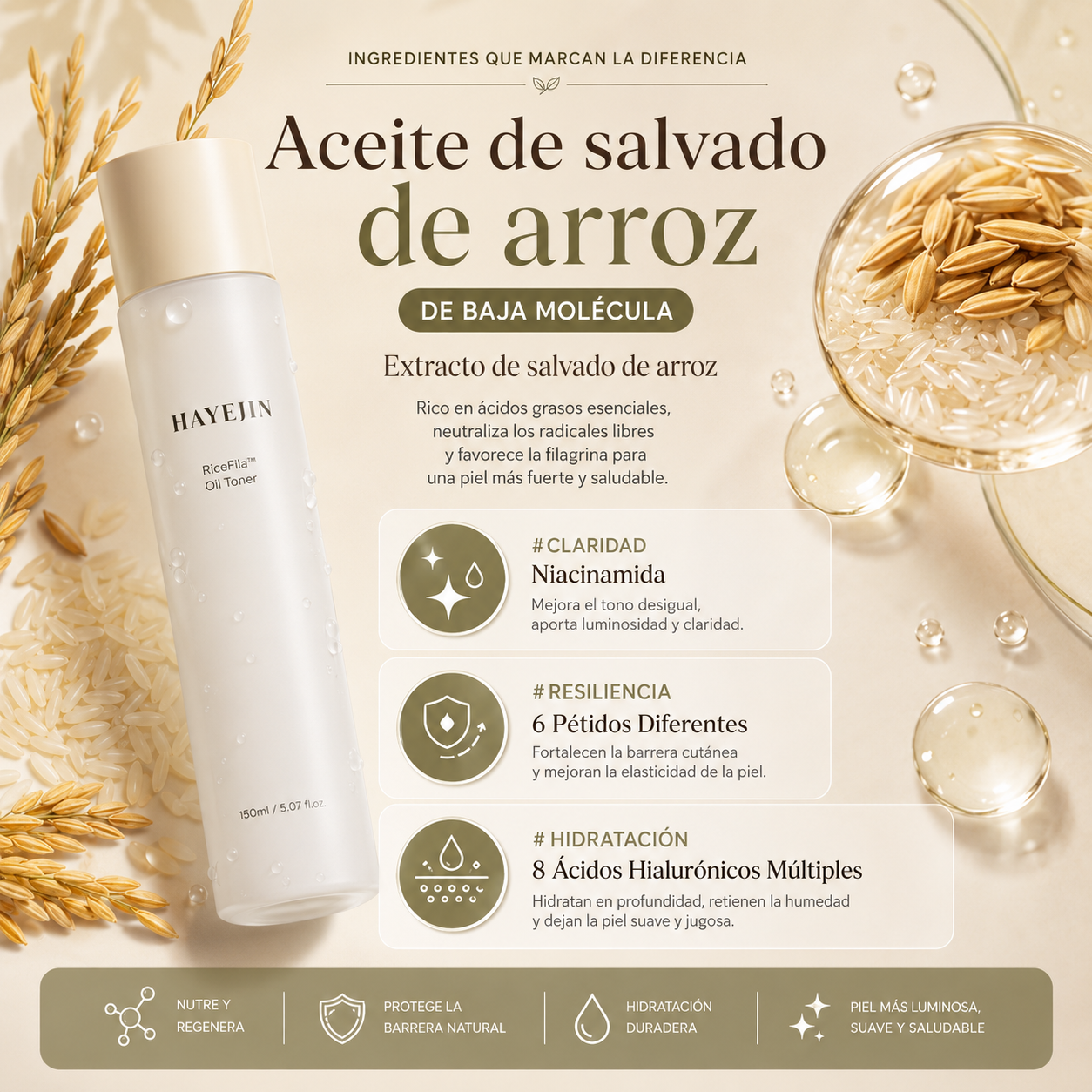 HAYEJIN RiceFila | Tónico facial | Para piel sensible