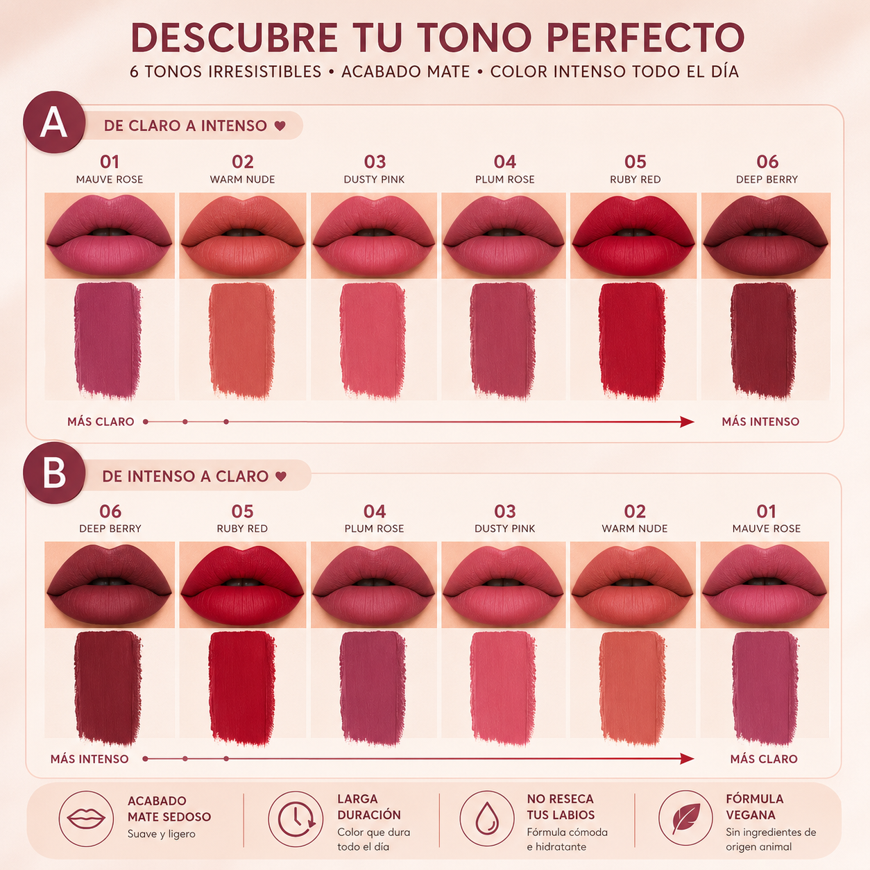 Nude Handaiyan™ | Kit De Labiales | Larga Duración Todo el Día