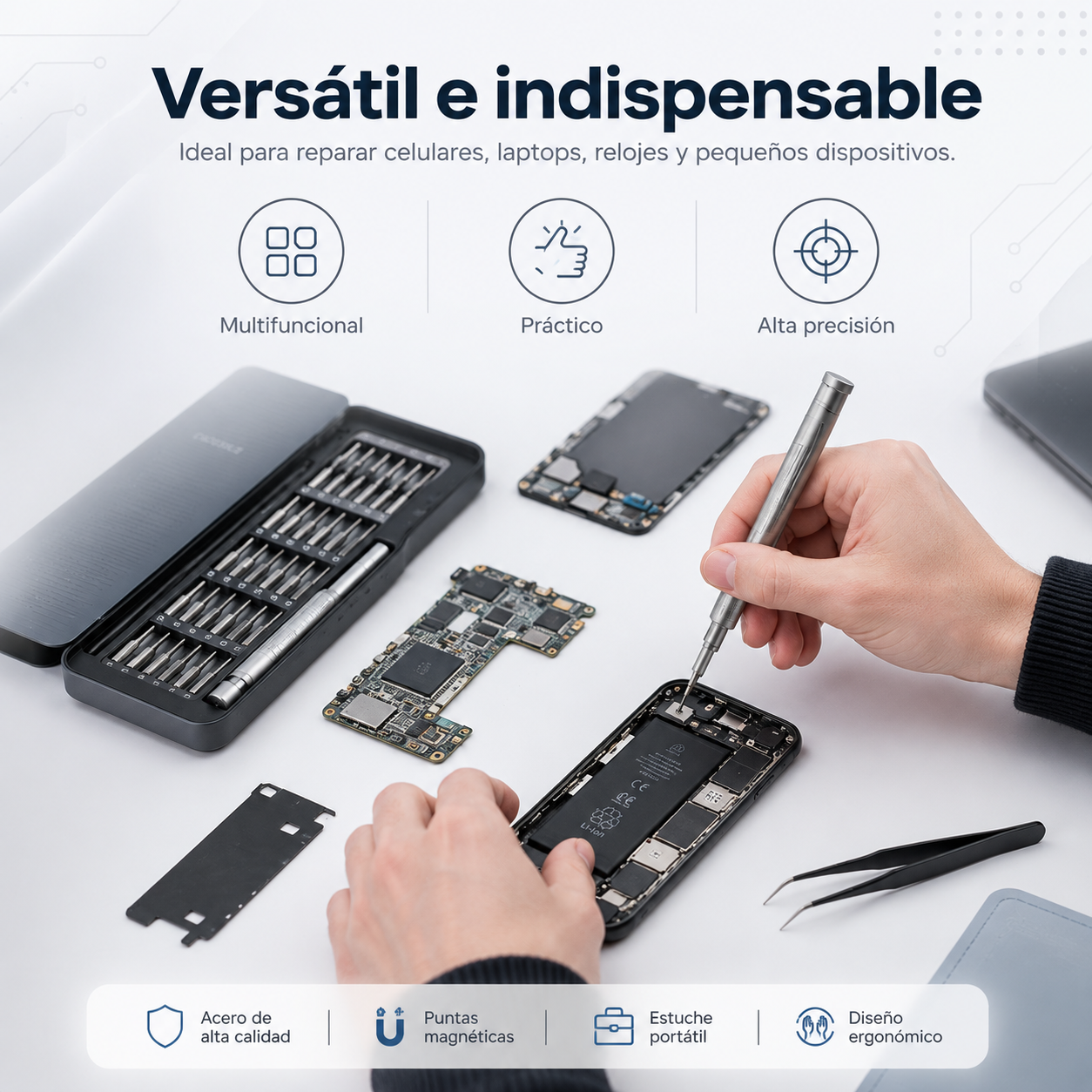 TechFix™ | Kit Profesional de Desarmadores de Precisión para Celular y PC.