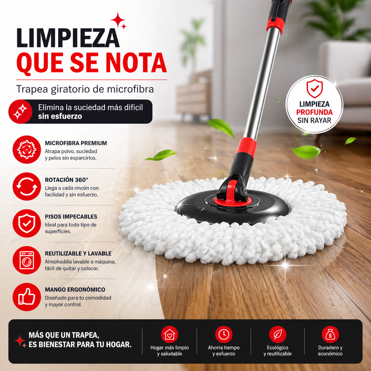 GiroFlex™ | Trapeador giratorio | Limpieza 360°.
