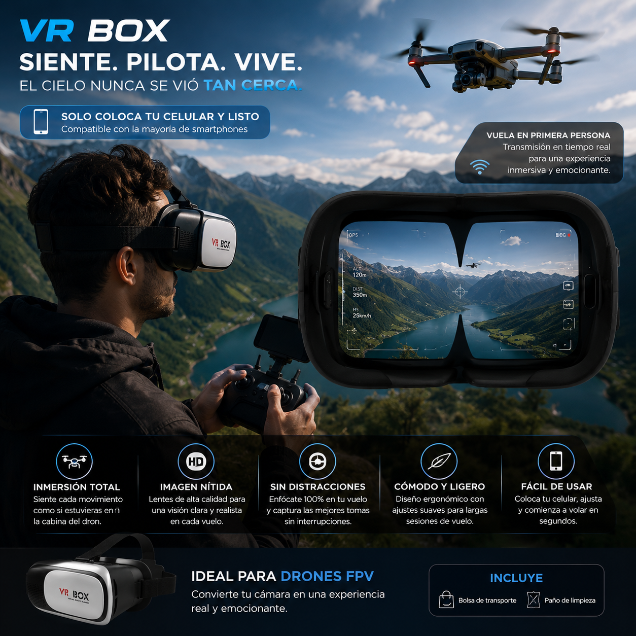 LENTES VR PARA DRON | VE TODO DESDE EL CIELO (LOS MAS LLEVADOS 🔥)