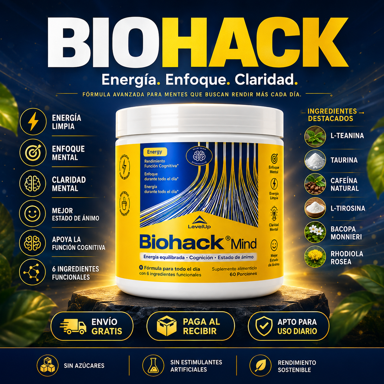 Suplemento Biohack | Rendimiento Mental