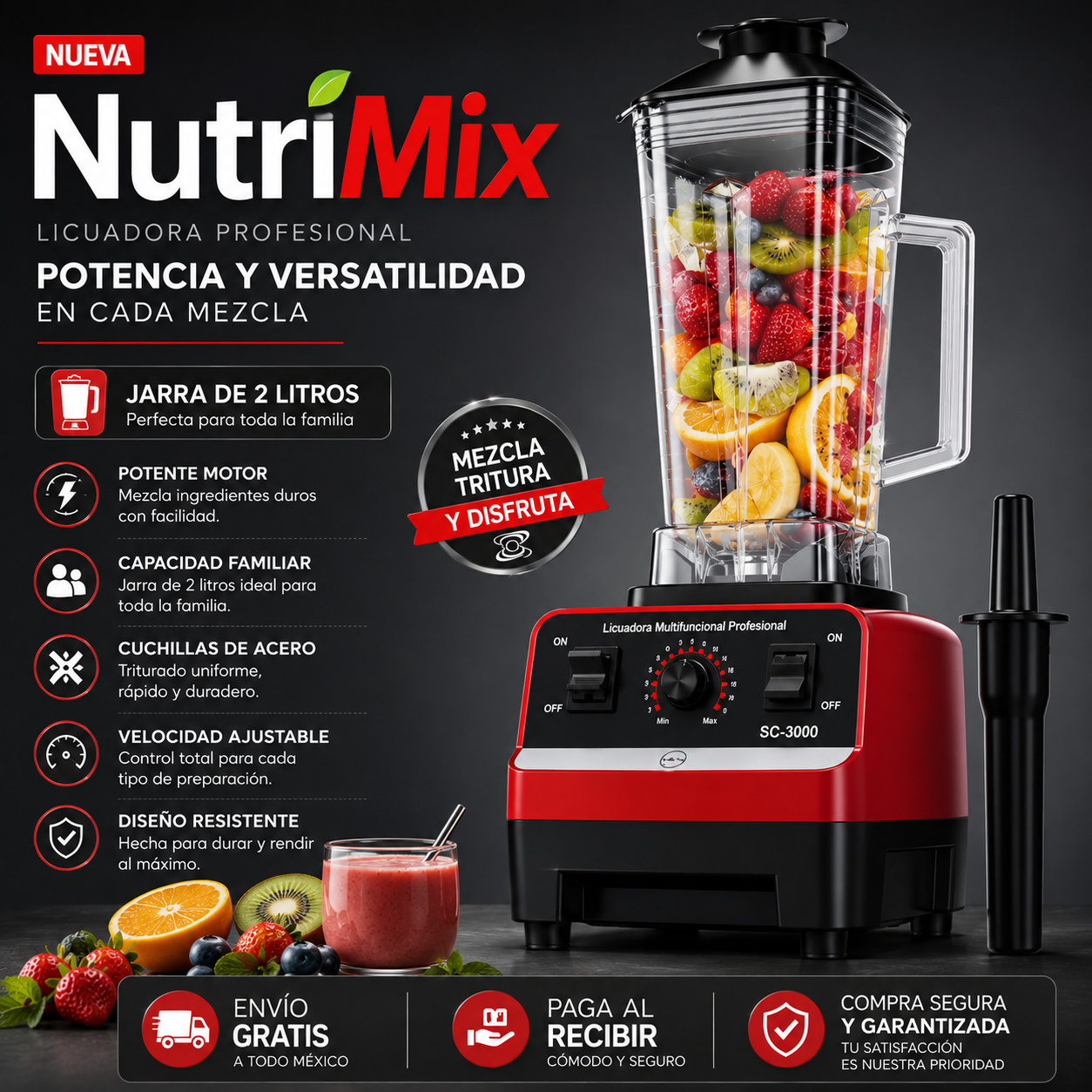 NutriMix™ | Licuadora de Cocina Potente y Práctica.