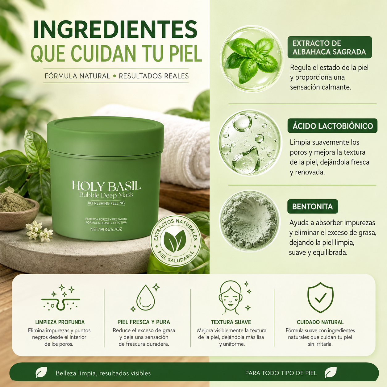Holy Brasil | Mascarilla Burbujeante | Limpieza Profunda, Piel Radiante