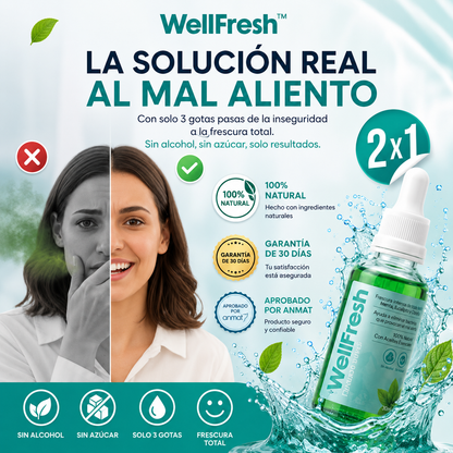 Well Fresh | Gotas naturales para el mal aliento | MENTA
