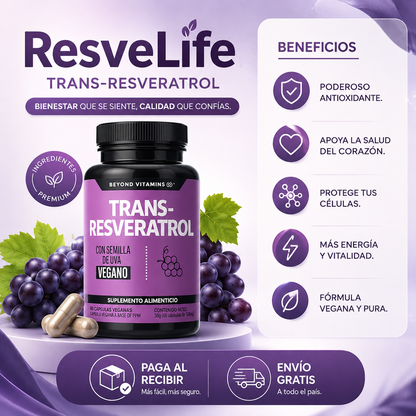 ResveLife™ | Suplemento Resveratrol | Antioxidante natural