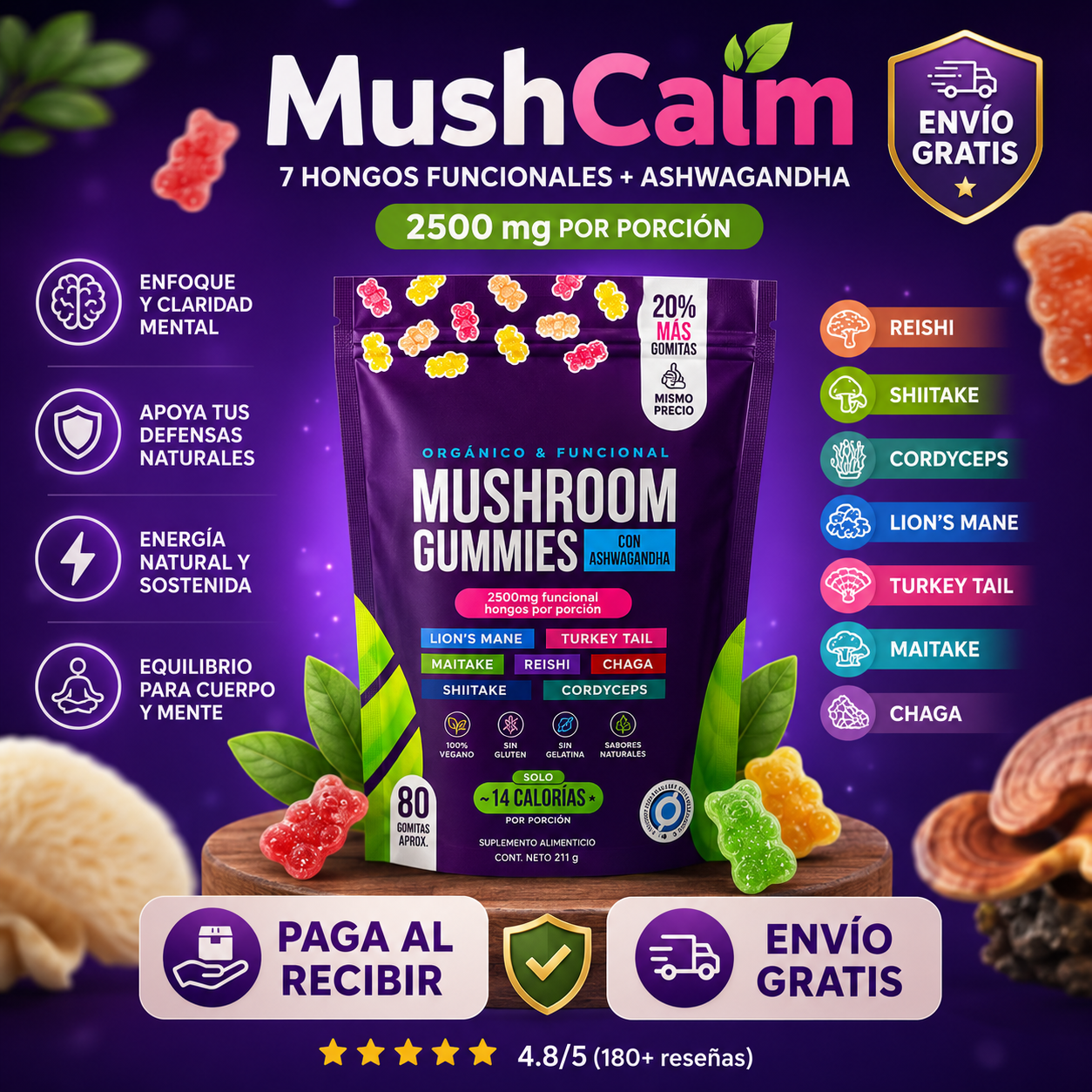 MushCalm™ | Ashwagandha | Enfoque y claridad mental