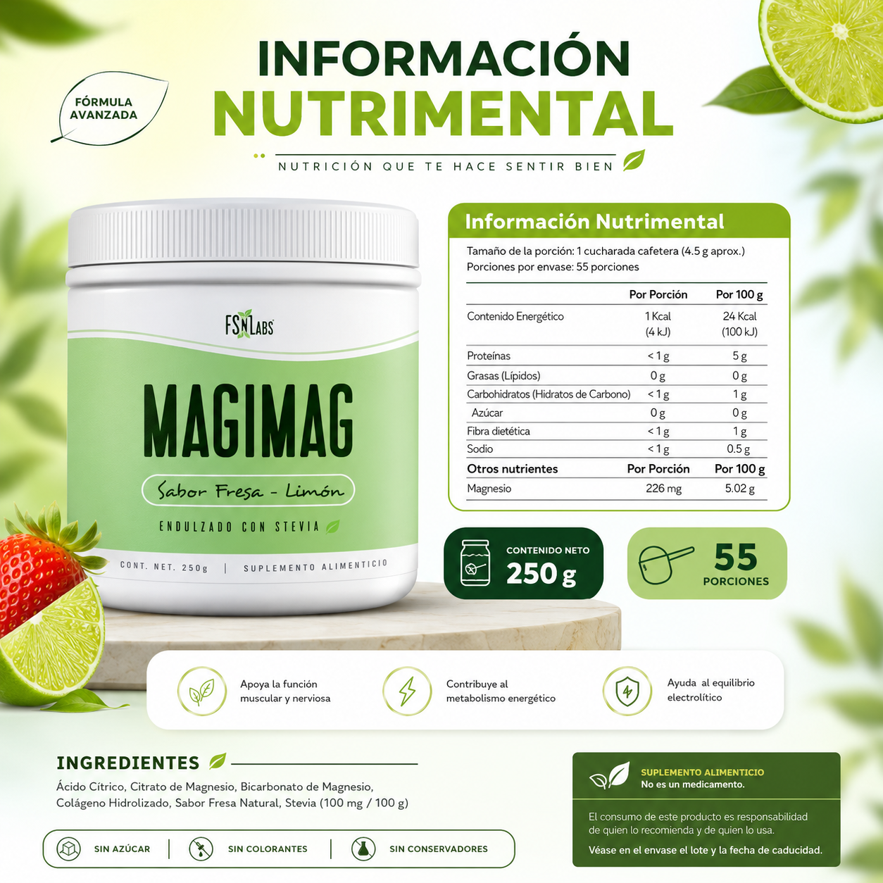 Magimag | Suplemento Citrato De Magnesio | Apoya la relajación muscular.