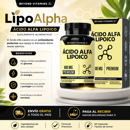 LipoAlpha™ | Spl Acido Alfa Lipoico | Apoya la glucosa saludable.