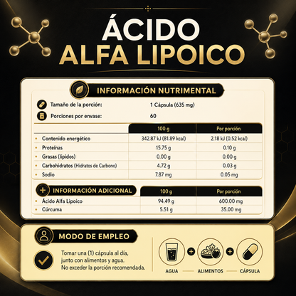 LipoAlpha™ | Spl Acido Alfa Lipoico | Apoya la glucosa saludable.