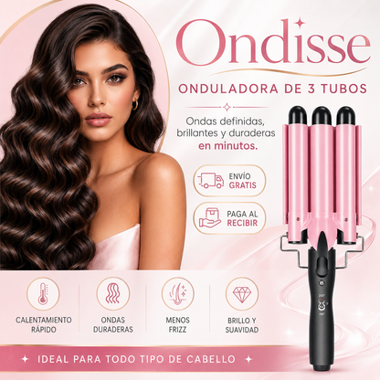 Ondisse™ | Onduladora Profesional de Cabello 3 Tubos | Ondas Perfectas en Minutos