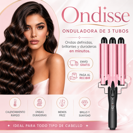 Ondisse™ | Onduladora Profesional de Cabello 3 Tubos | Ondas Perfectas en Minutos