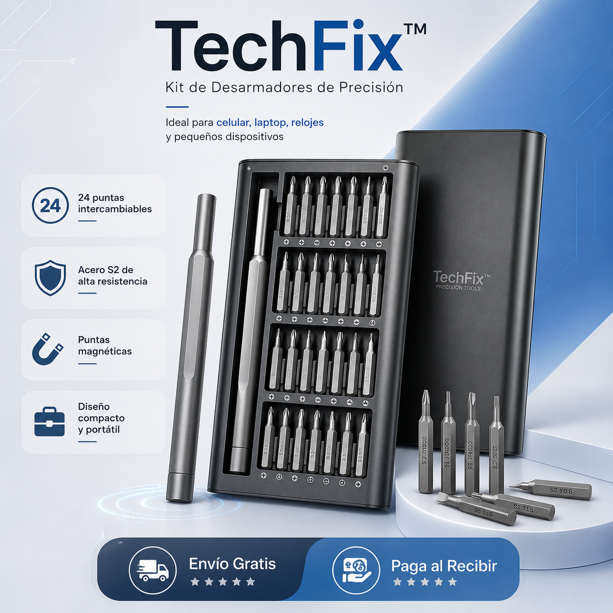 TechFix™ | Kit Profesional de Desarmadores de Precisión para Celular y PC.
