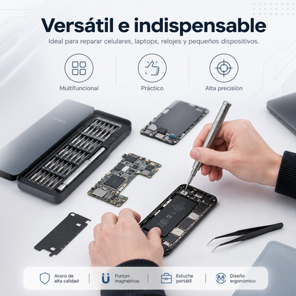 TechFix™ | Kit Profesional de Desarmadores de Precisión para Celular y PC.