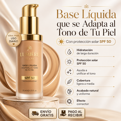 Base Líquida 4 en 1 | Cobertura Natural | Hidratación y Protección Solar FPS 50
