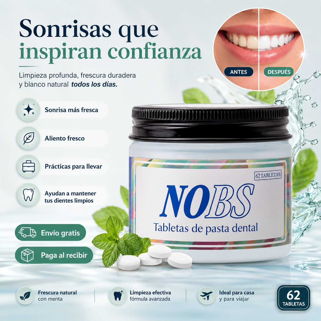 Nobs | Tabletas Para Dientes | Dientes Más Fuertes y Saludables