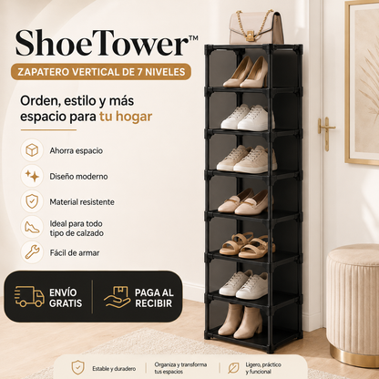 ShoeTower™ | Zapatera Vertical 7 Niveles | Organiza Más en Menos Espacio