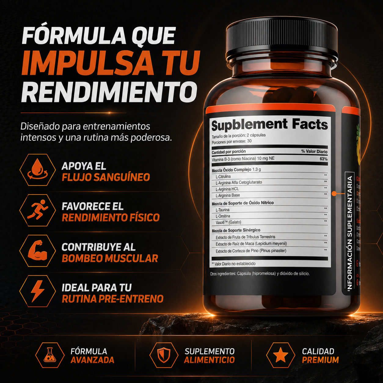 Nitric™ | Suplemento Oxido Nitrico | Mejor rendimiento muscular