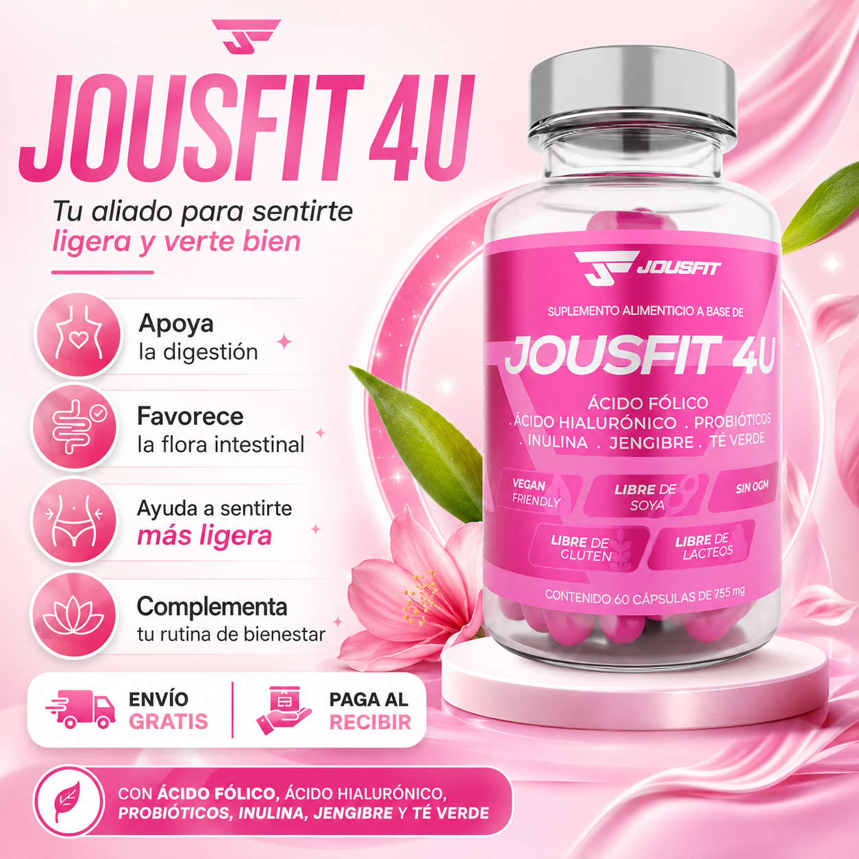 Jousfit 4u | Probióticos Ácido Hialurónico Ácido Fólico