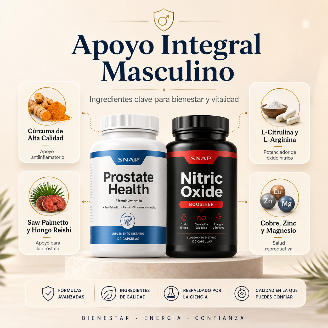 Snap Supplements | Soporte para la Salud de la Próstata | Combo de Mejora con Óxido Nítrico