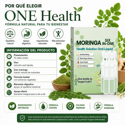 ONE Health Moringa 6 en 1 | Baja y Equilibra los Niveles de Azúcar en la Sangre Naturalmente