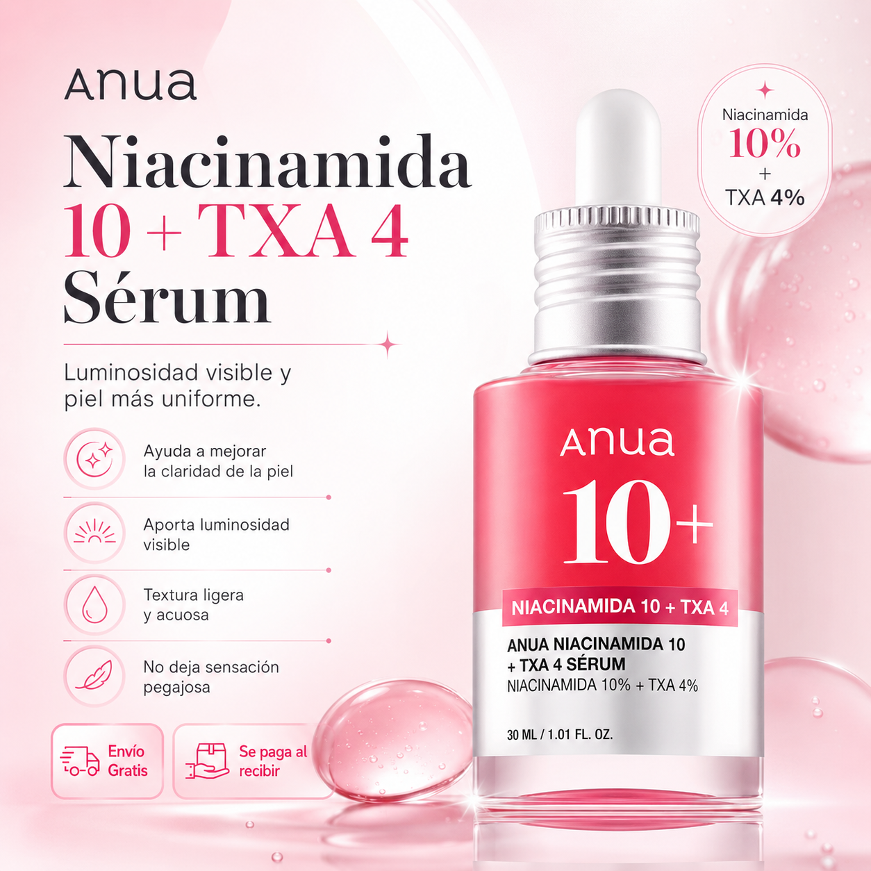 Anua™  | Sérum Niacinamida | Aclara manchas