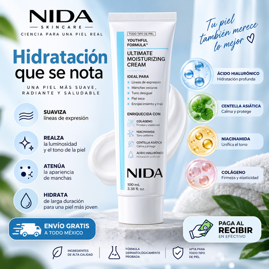 NIDA™ | Crema Hidratante | Hidratación Intensiva con Centella Asiática y Niacinamida