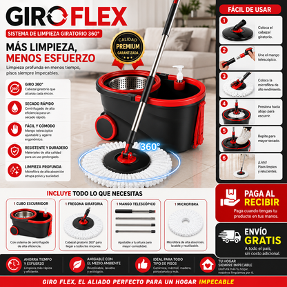 GiroFlex™ | Trapeador giratorio | Limpieza 360°.