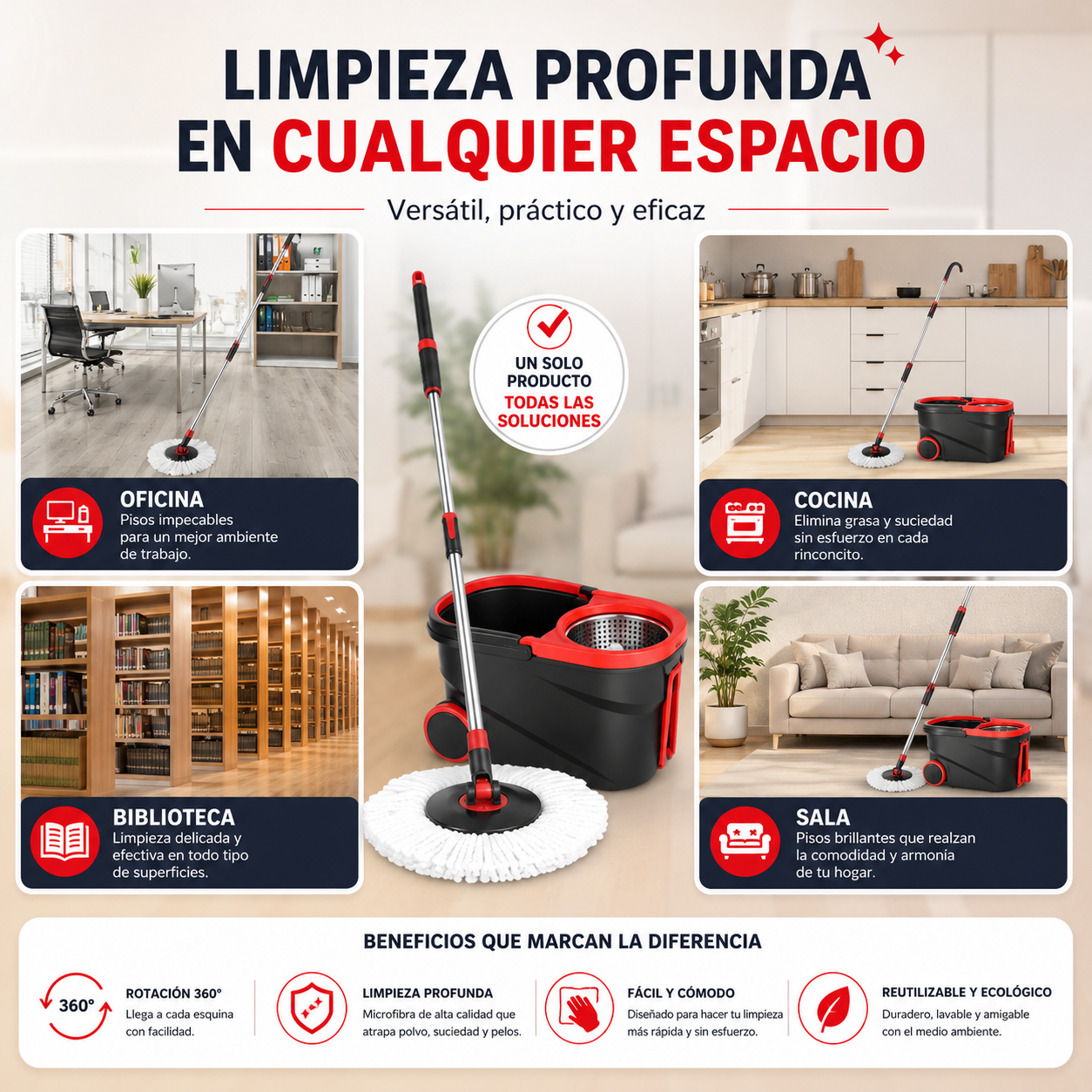 GiroFlex™ | Trapeador giratorio | Limpieza 360°.