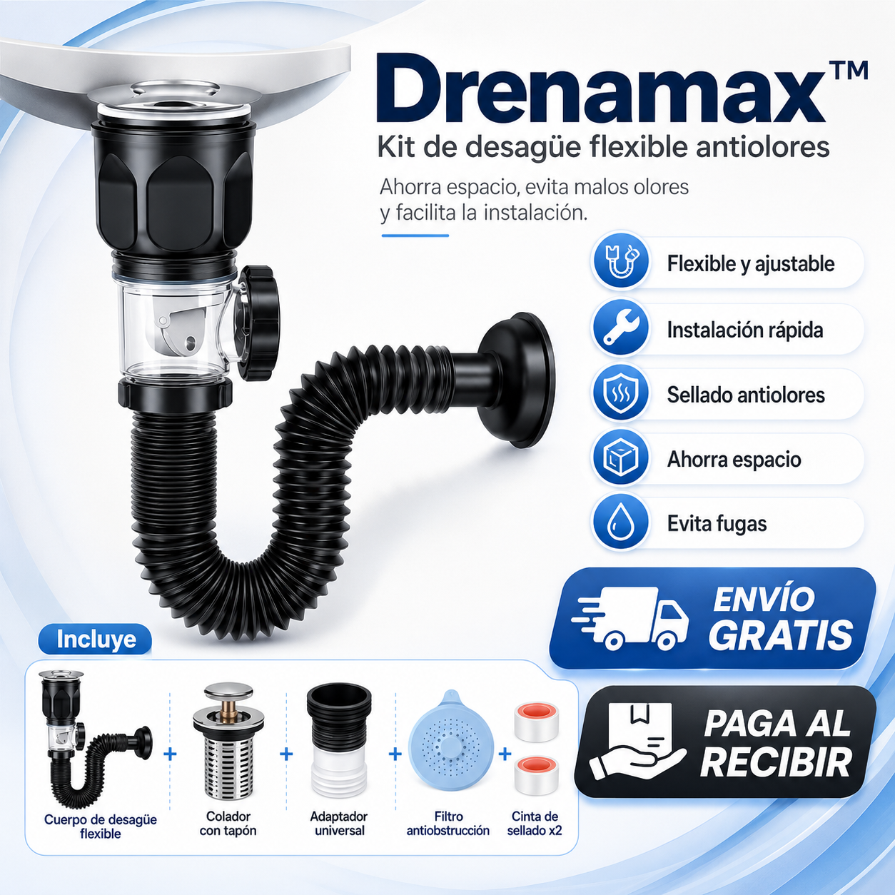 DrenaMax™ | Destapador Profesional para Tuberías y Alcantarillado