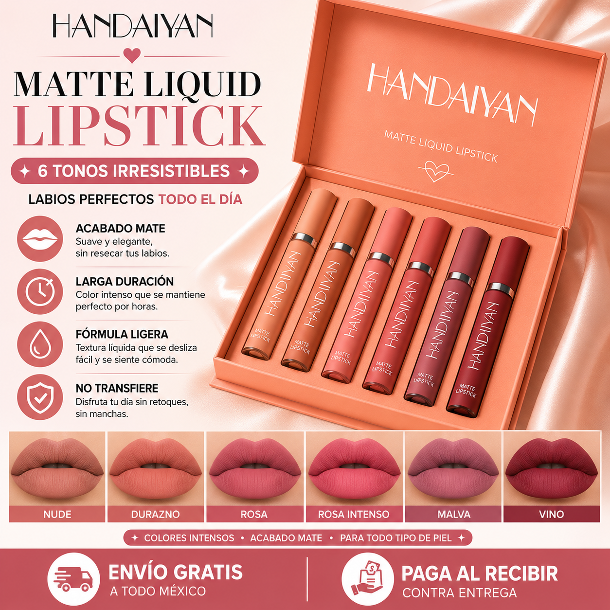 Nude Handaiyan™ | Kit De Labiales | Larga Duración Todo el Día
