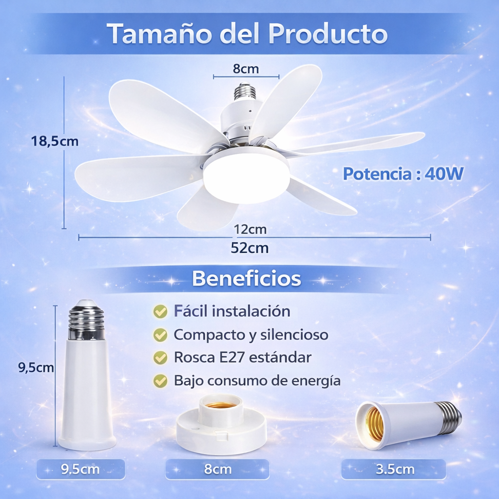Ventiled™ | Ventilador Led 2 en 1 | Ahorra Luz | Instalación Fácil