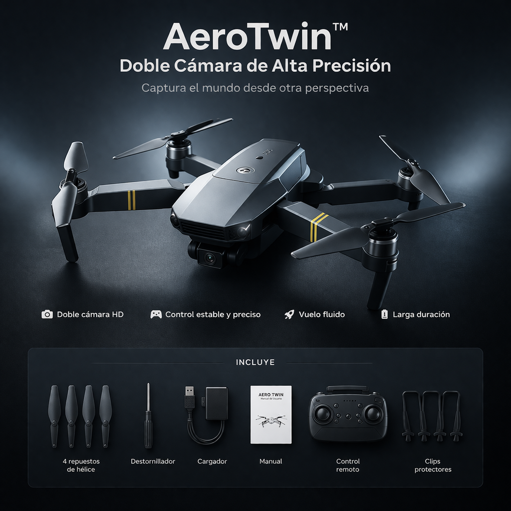 AeroTwin™ | Dron Camara Dual | Full Accesoríos