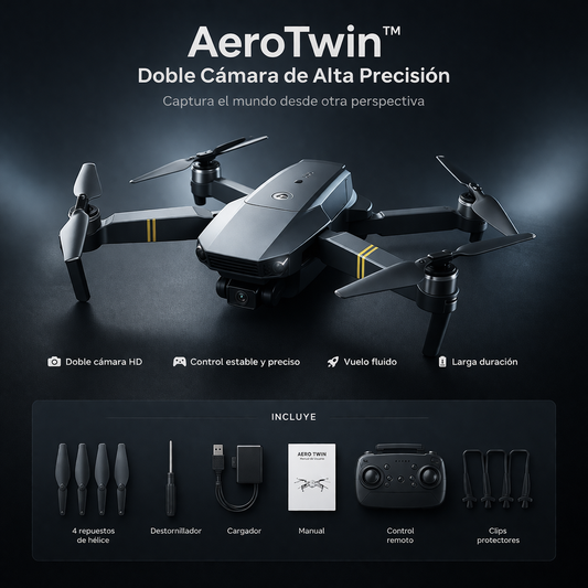 AeroTwin™ | Dron Camara Dual | Full Accesoríos